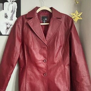 Red genuine leather jacket